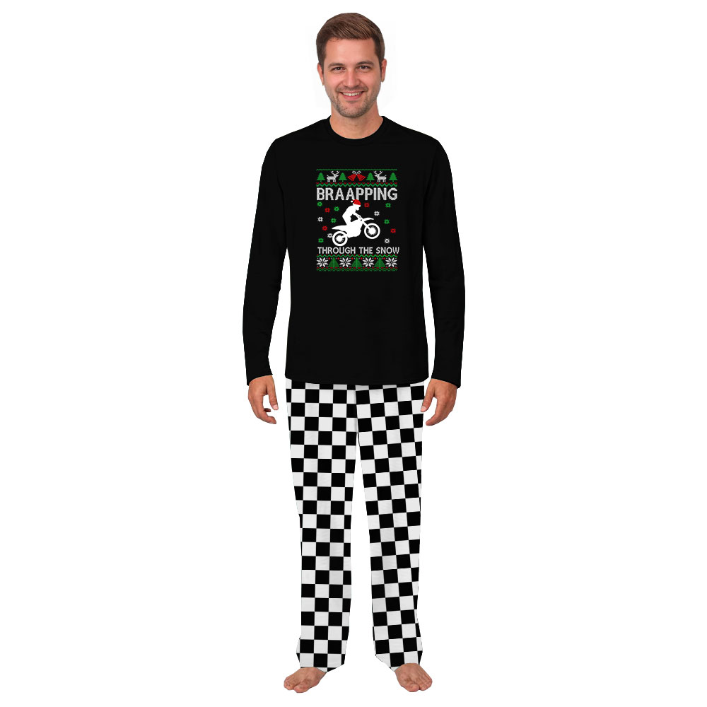 Unique Braapping Through the Snow Motorcycle Christmas Pajamas Unique Braapping Through the Snow Motorcycle Christmas Pajamas