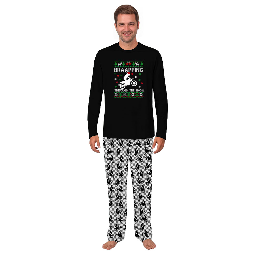 Funny Braapping Through the Snow Motocross Pajamas Funny Braapping Through the Snow Motocross Pajamas