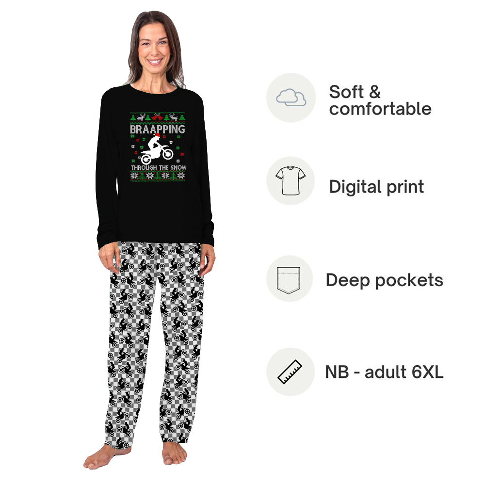 Funny Braapping Through the Snow Motocross Pajamas Funny Braapping Through the Snow Motocross Pajamas