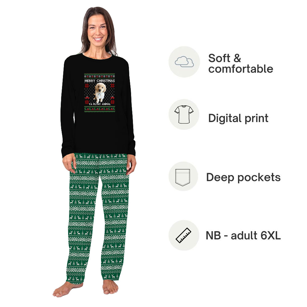 Funny Custom Photos Merry Christmas Ya Filthy Animal Christmas PJs Funny Custom Photos Merry Christmas Ya Filthy Animal Christmas PJs