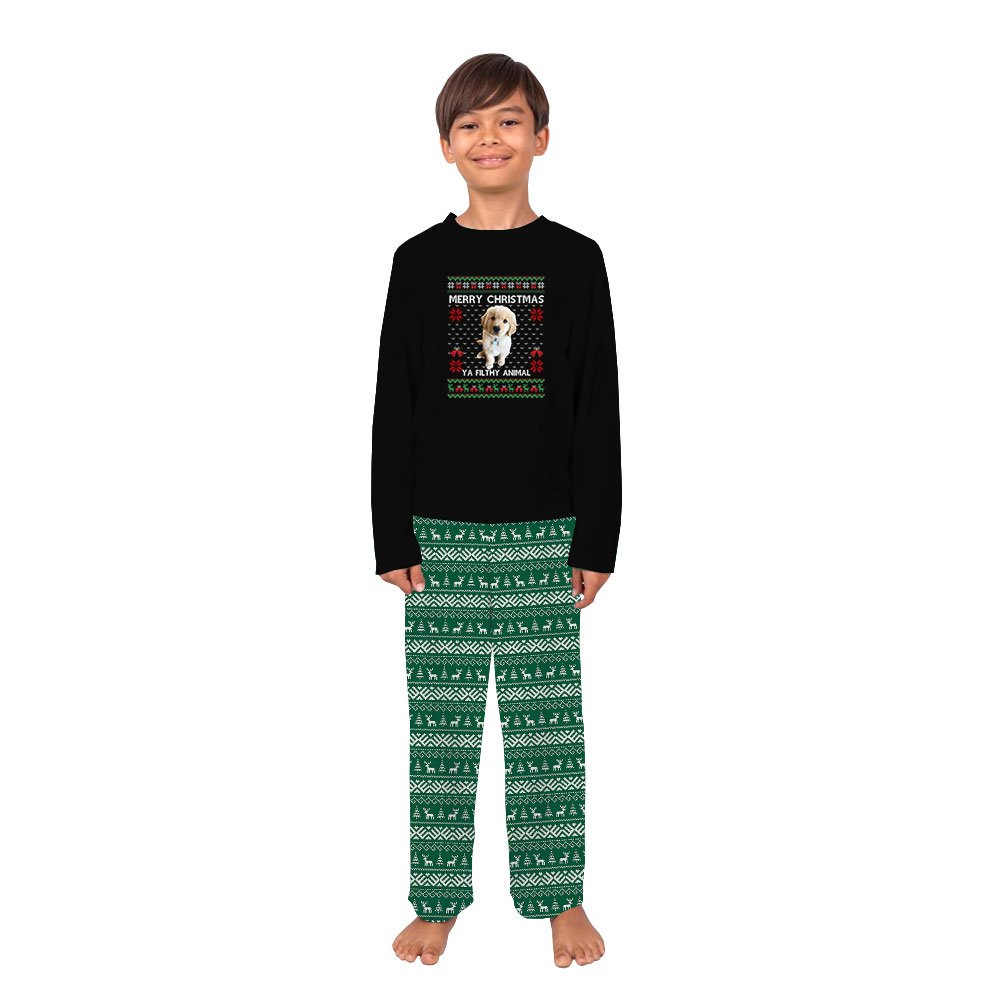 Funny Custom Photos Merry Christmas Ya Filthy Animal Christmas PJs Funny Custom Photos Merry Christmas Ya Filthy Animal Christmas PJs