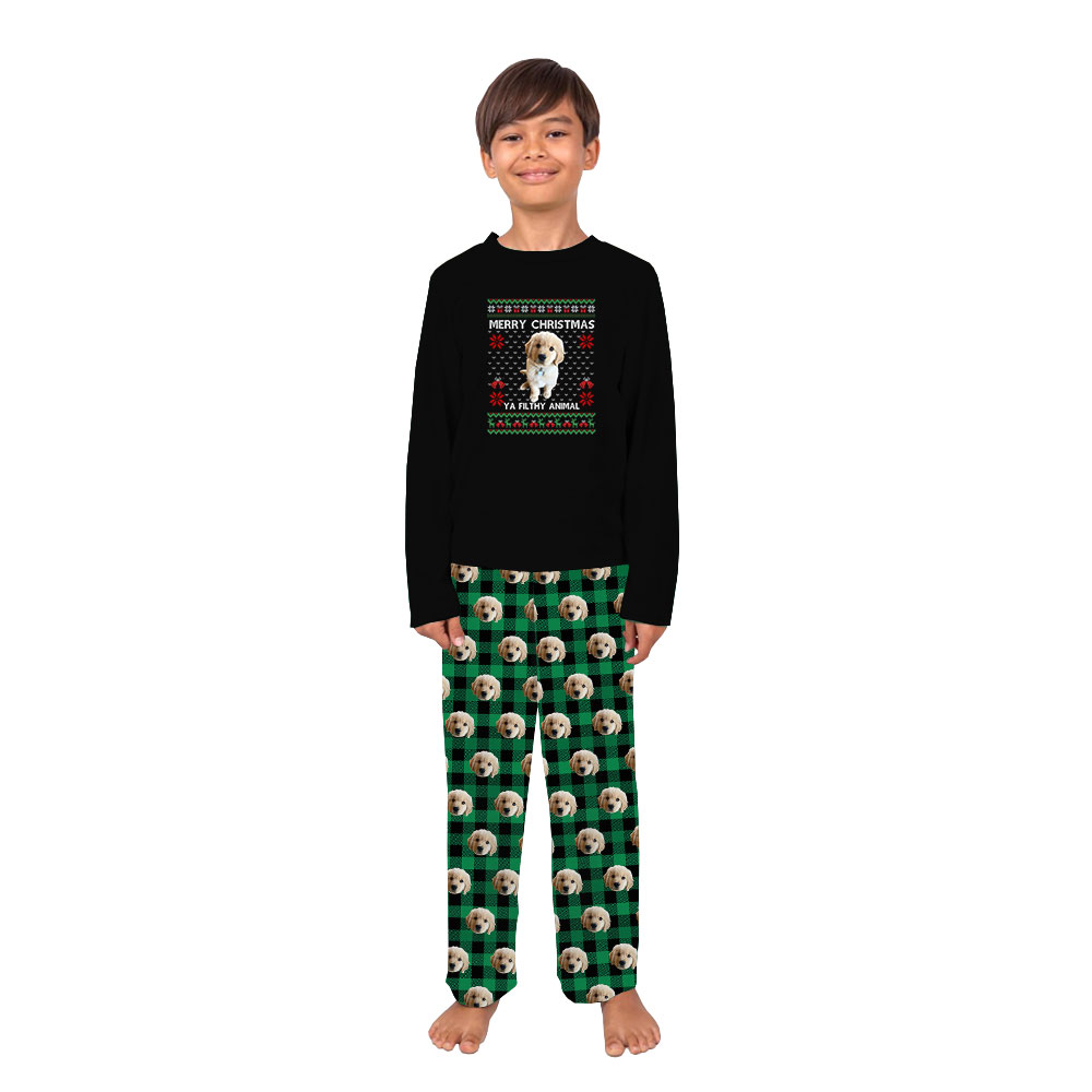 Unique Ya Filthy Animal Christmas Pajamas Customized With Pet Face Unique Ya Filthy Animal Christmas Pajamas Customized With Pet Face