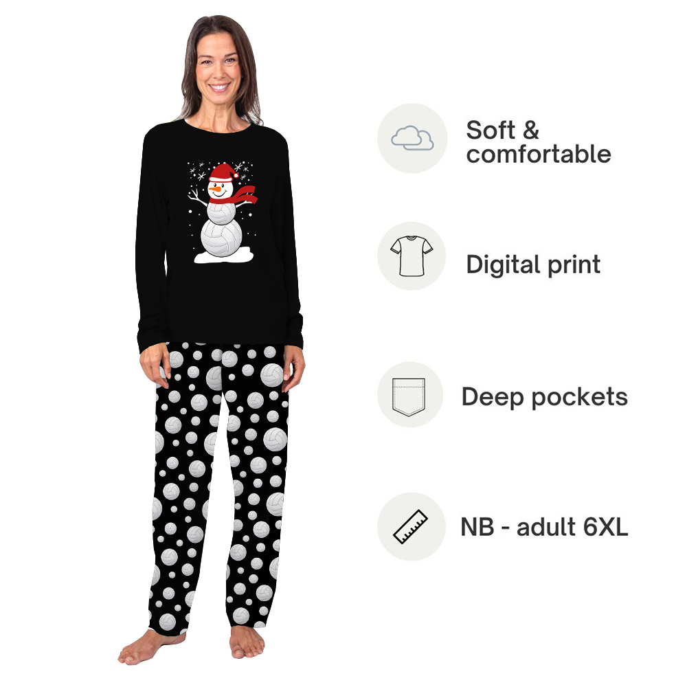 Cute Snowman Volleyball Christmas Pajamas Sets Cute Snowman Volleyball Christmas Pajamas Sets