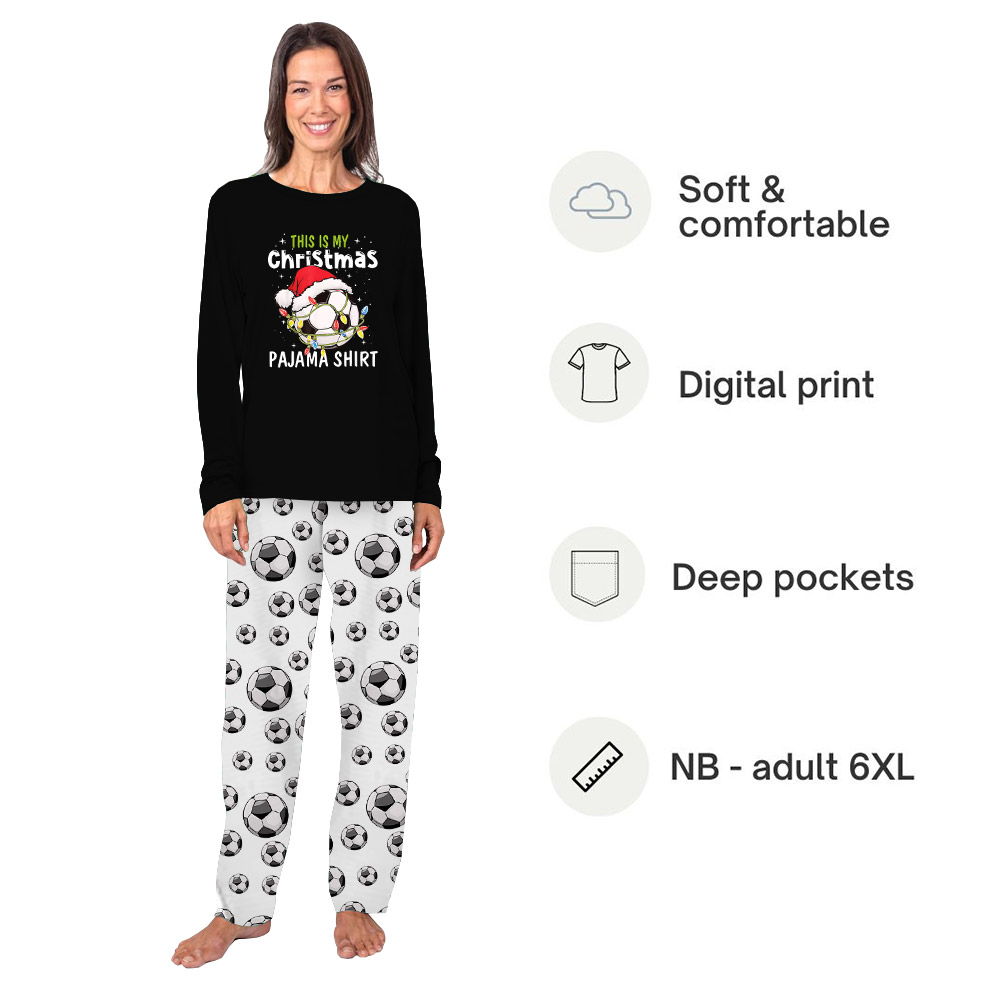 Matching Christmas PJs With Soccer Print On Them Matching Christmas PJs With Soccer Print On Them