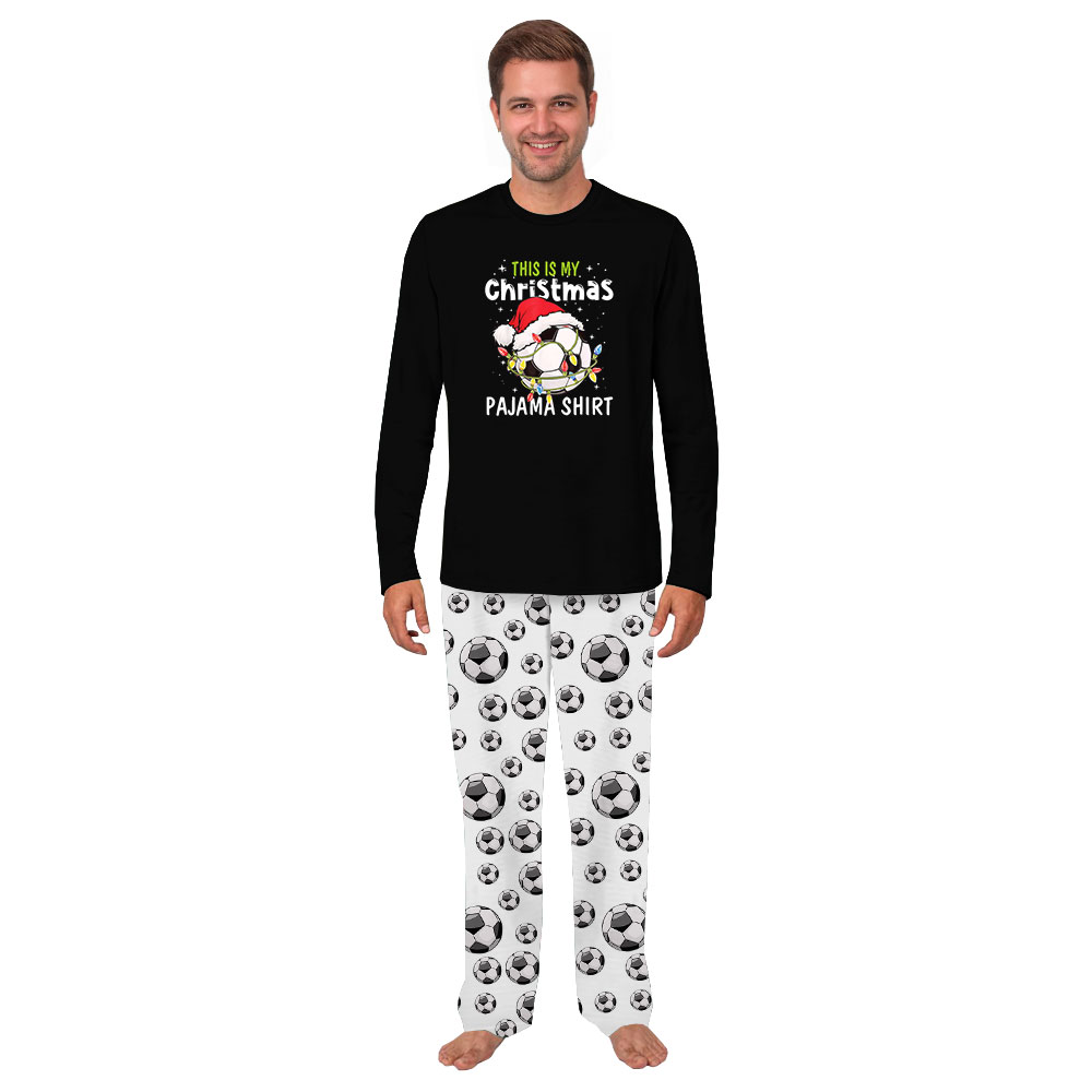 Matching Christmas PJs With Soccer Print On Them Matching Christmas PJs With Soccer Print On Them