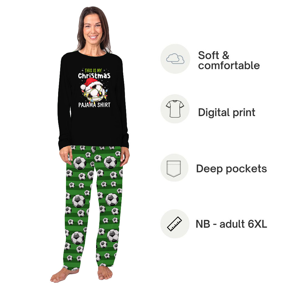 Soccer Ball With Santa Hat Christmas Pajamas Tops And Pants
