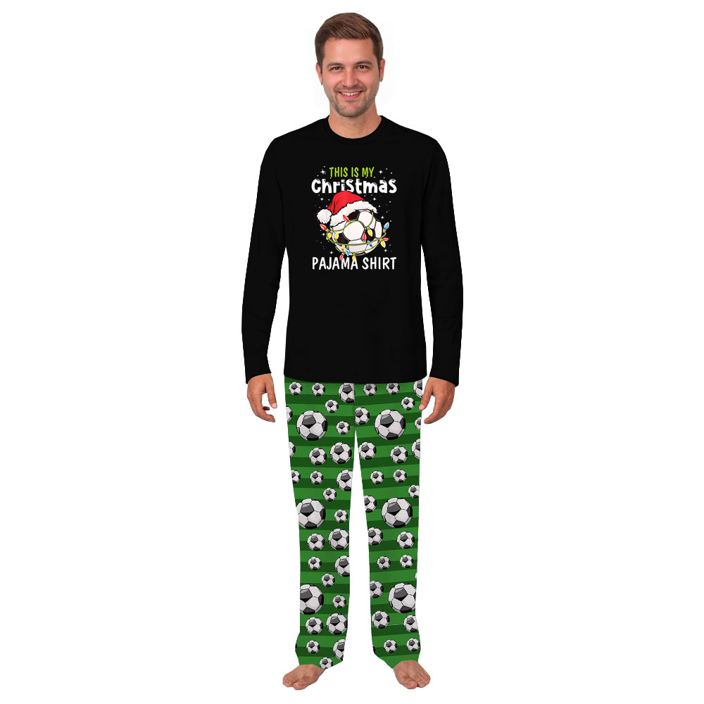 Soccer Ball With Santa Hat Christmas Pajamas Tops And Pants