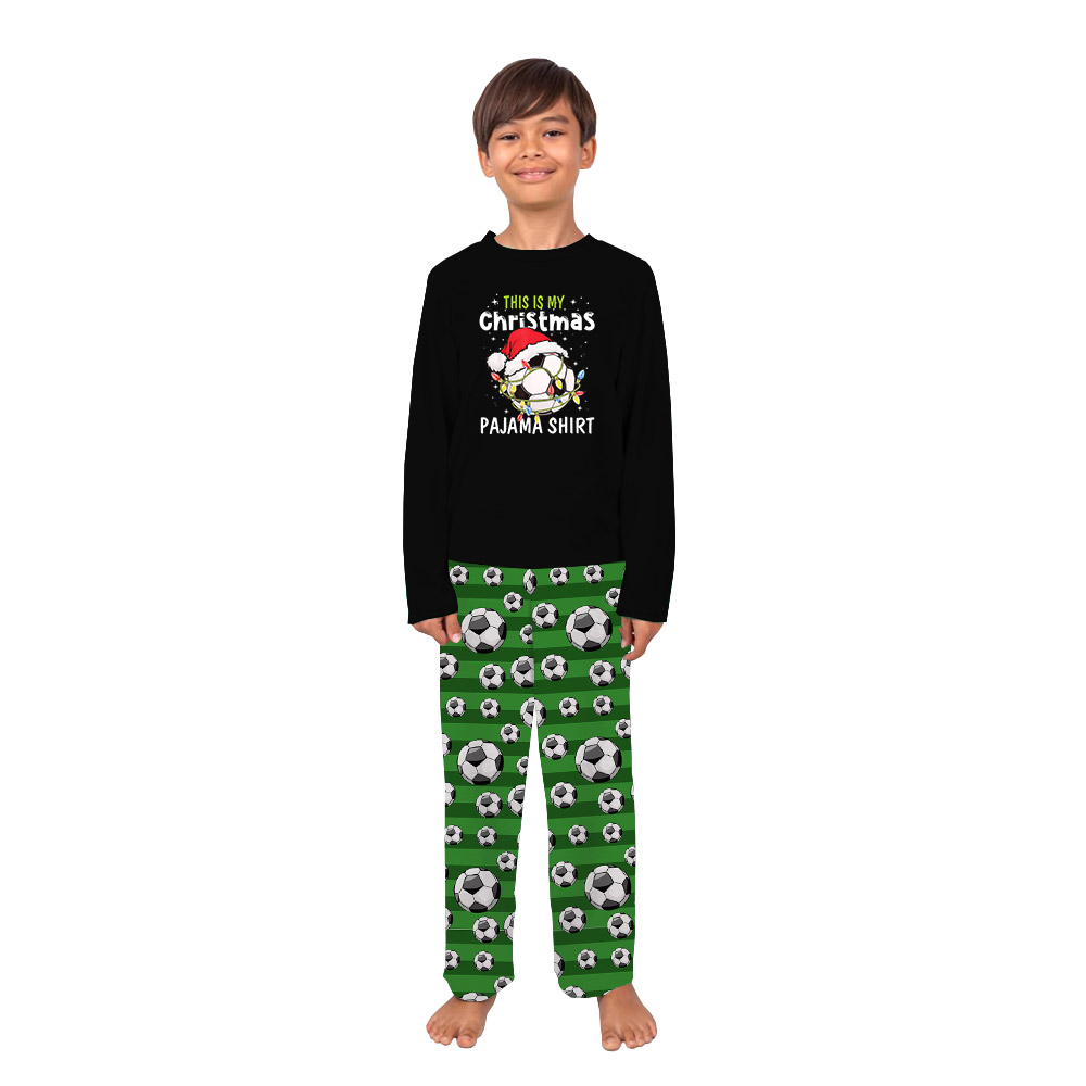 Soccer Ball With Santa Hat Christmas Pajamas Tops And Pants