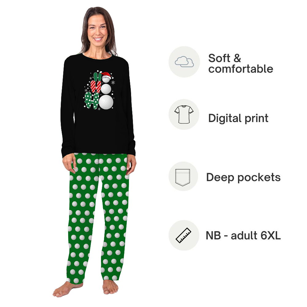 Unique Christmas Ho Ho Ho Golf Print Pajama Sets Unique Christmas Ho Ho Ho Golf Print Pajama Sets