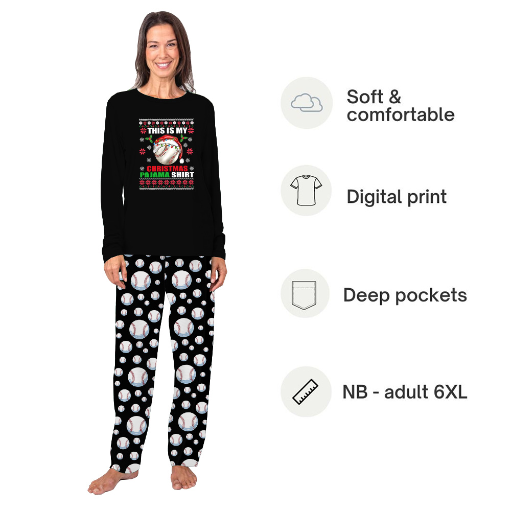 Cute This Is My Christmas Baseball Pajama Tops And Bottoms Cute This Is My Christmas Baseball Pajama Tops And Bottoms
