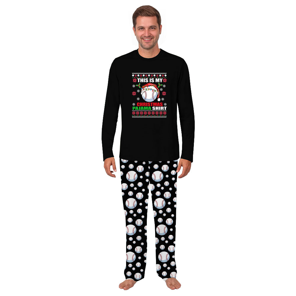 Cute This Is My Christmas Baseball Pajama Tops And Bottoms Cute This Is My Christmas Baseball Pajama Tops And Bottoms