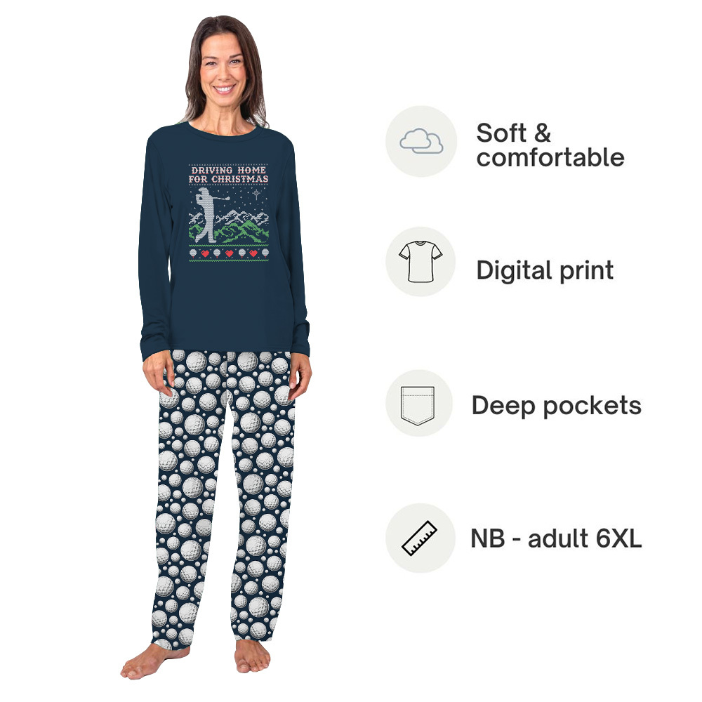 Funny Golf Pajamas Saying Driving Home For Christmas Funny Golf Pajamas Saying Driving Home For Christmas