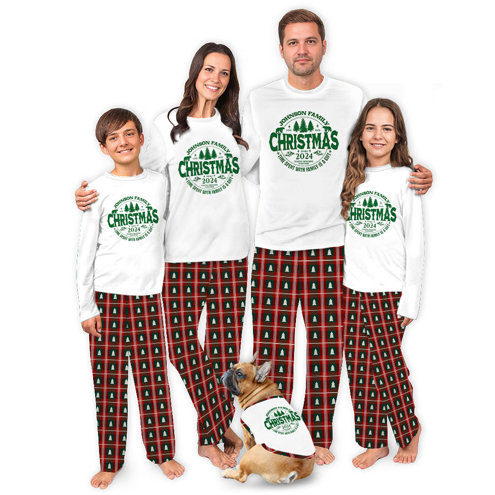 Custom Family Name Making Memories Together 2024 Christmas Pajamas Tops And Pants