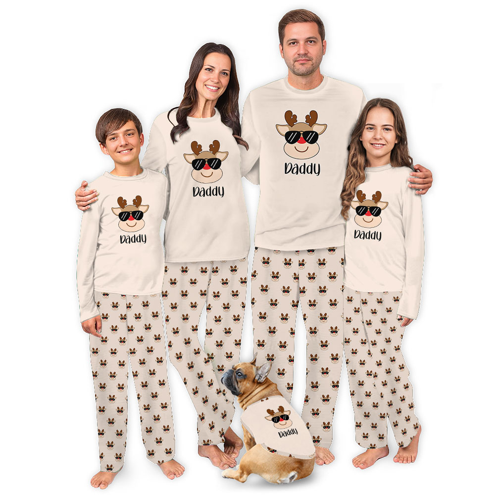 Personalized Festive Reindeer Pajamas For Adults and Kids Personalized Festive Reindeer Pajamas For Adults and Kids