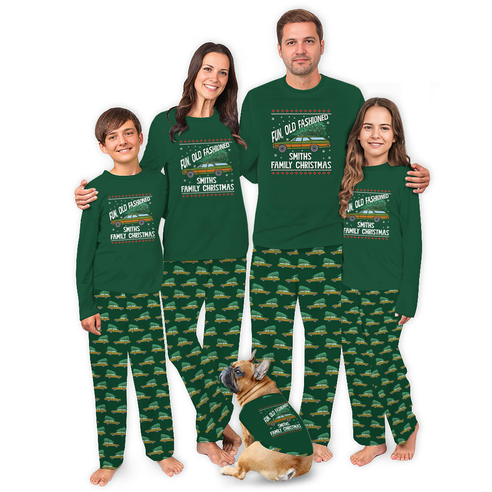 Fun Old Fashioned Family Christmas Matching Pajamas With Name Fun Old Fashioned Family Christmas Matching Pajamas With Name