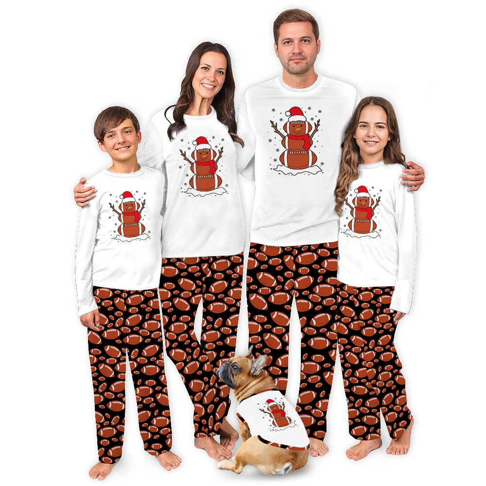 Fun Football Snowman Christmas PJs For Family Fun Football Snowman Christmas PJs For Family