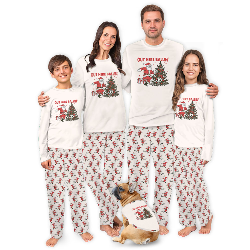 Festive Out Here Ballin' Santa Soccer Player Christmas PJs Festive Out Here Ballin' Santa Soccer Player Christmas PJs