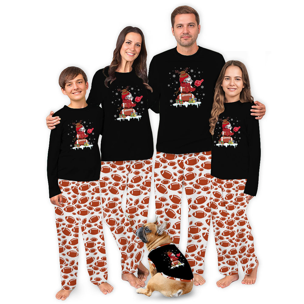 Festive Football Snowman Pajama Sets For Christmas Festive Football Snowman Pajama Sets For Christmas
