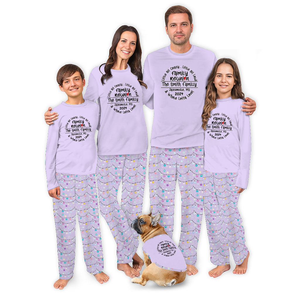 Unique Light Purple Christmas Pajamas Family With Name 2024
