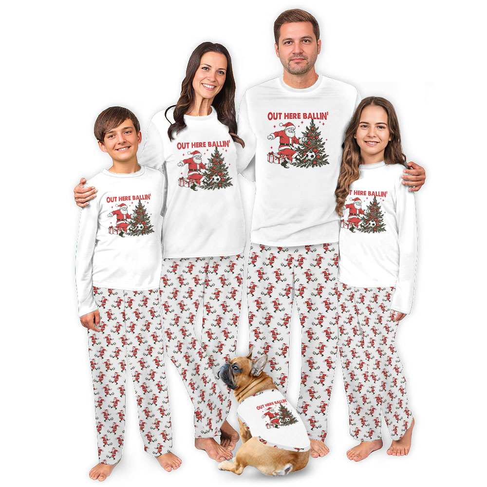 Christmas Theme Santa Playing Soccer Pajama Sets