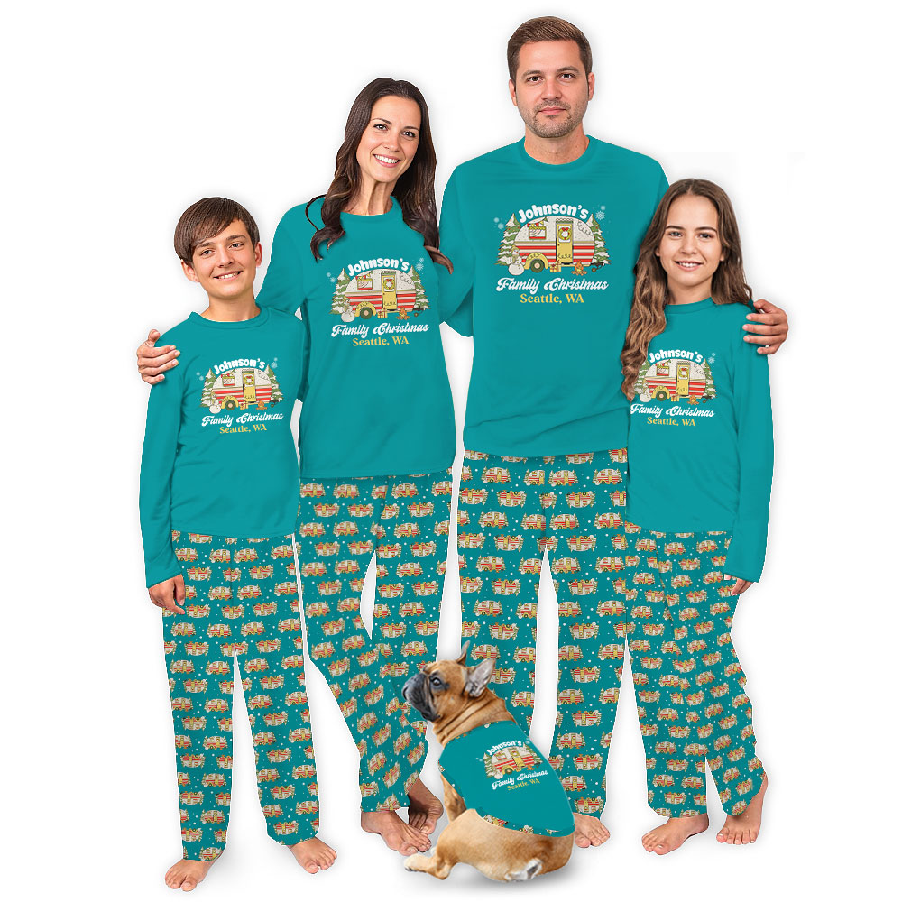 Personalized Family Camping Christmas Pajamas Tops And Pants