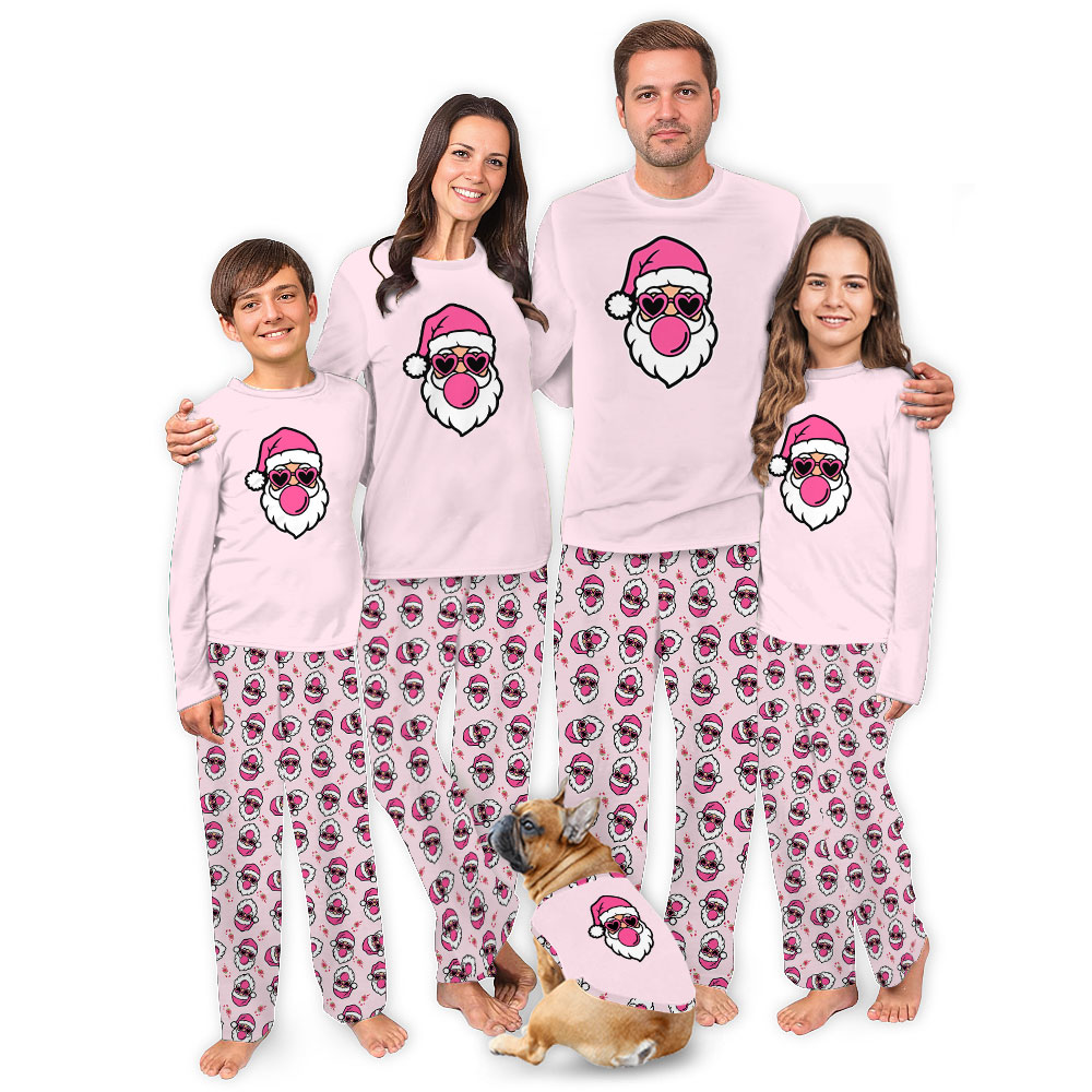 Retro Santa Christmas Blowing Bubble Pajamas For Adults and Kids Retro Santa Christmas Blowing Bubble Pajamas For Adults and Kids