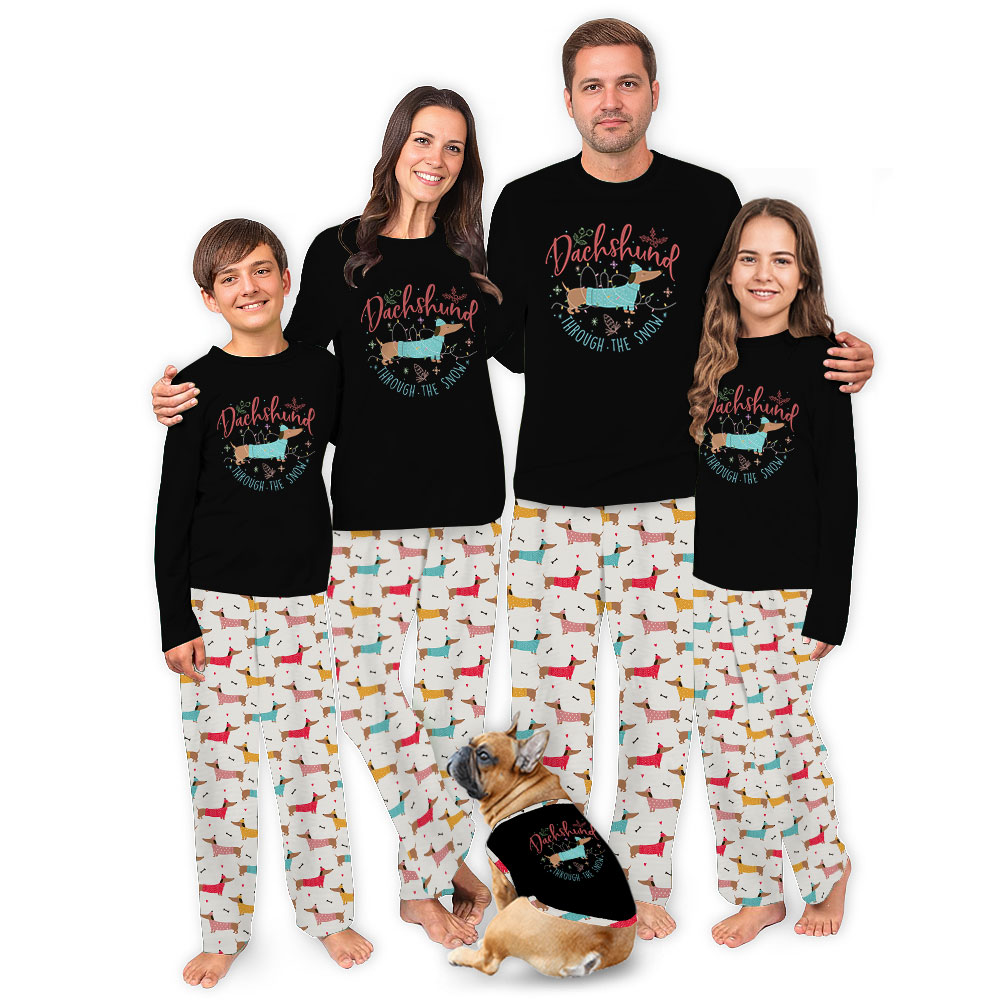 Family Matching Pajamas For Christmas Sayings Dachshund Through The Snow Family Matching Pajamas For Christmas Sayings Dachshund Through The Snow