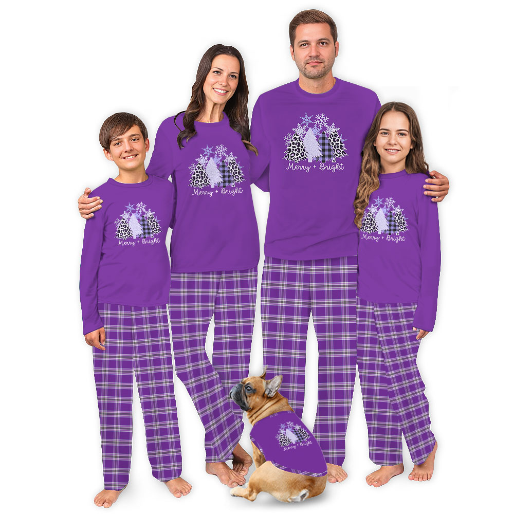 Unique Merry Bright Purple Christmas Pajamas For Family Plaid Unique Merry Bright Purple Christmas Pajamas For Family Plaid