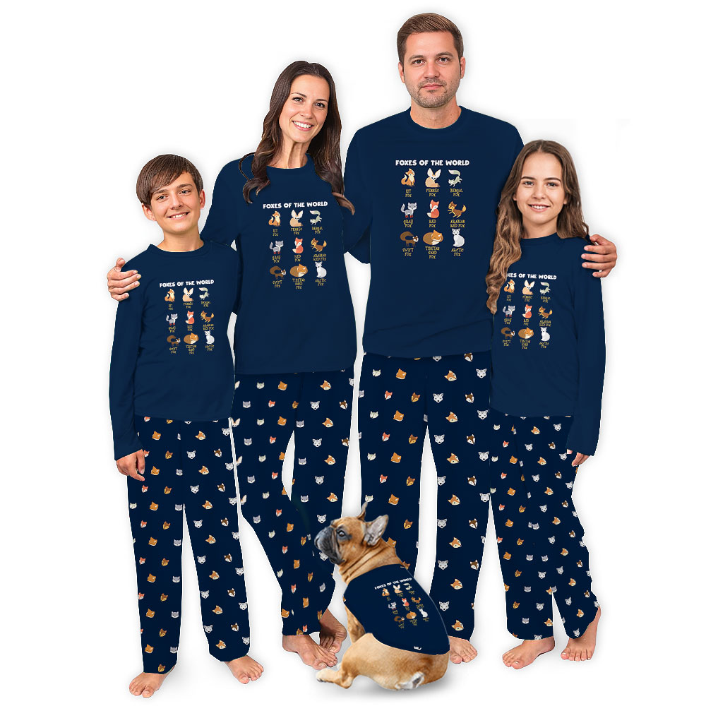 Unique Fox Print Family Pajamas Sets For Adults And Kids Unique Fox Print Family Pajamas Sets For Adults And Kids
