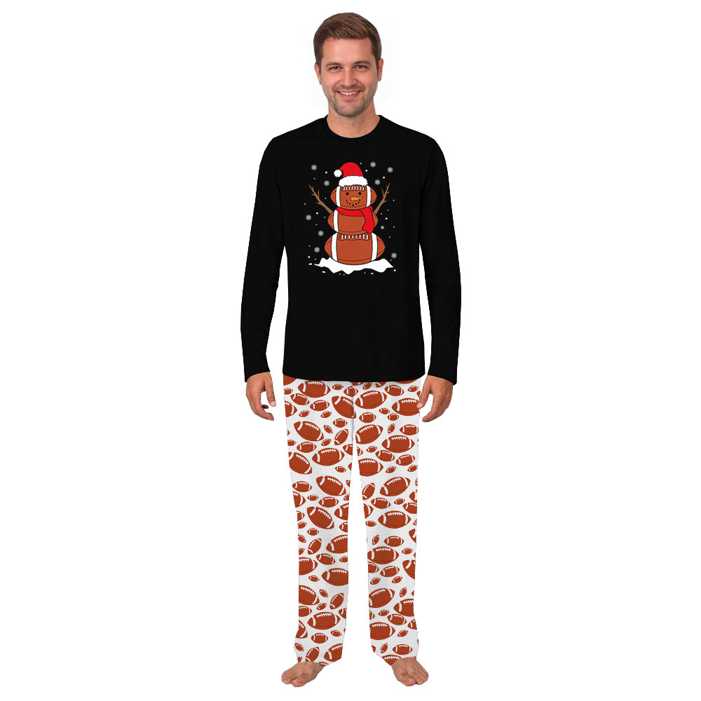 Cute Football Snowman Christmas Pajamas For Adults And Kids Cute Football Snowman Christmas Pajamas For Adults And Kids