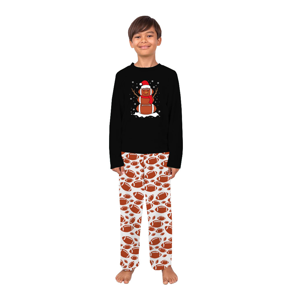 Cute Football Snowman Christmas Pajamas For Adults And Kids Cute Football Snowman Christmas Pajamas For Adults And Kids