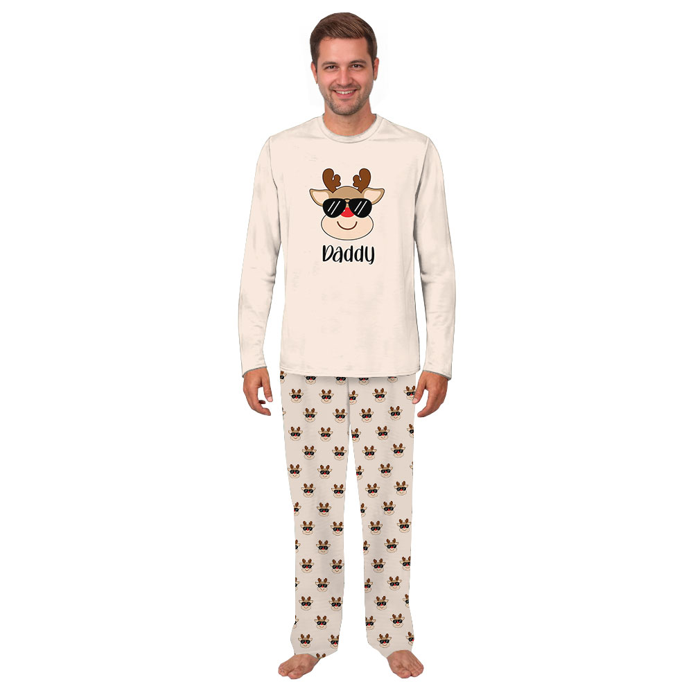 Personalized Festive Reindeer Pajamas For Adults and Kids Personalized Festive Reindeer Pajamas For Adults and Kids