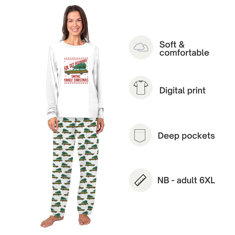 Custom Fun Old Fashioned Family Christmas Matching Dog And Owner Holiday Pajamas
