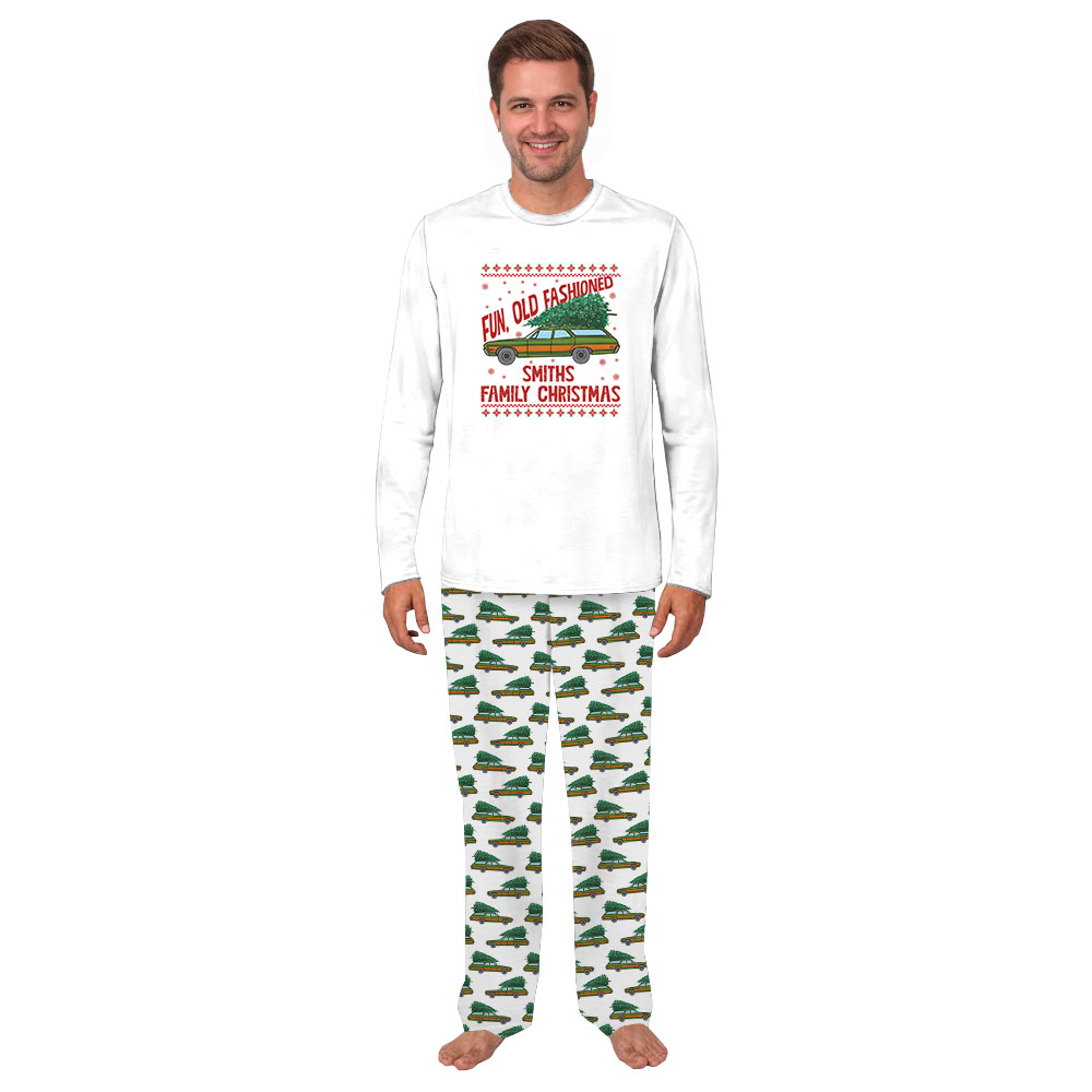 Custom Fun Old Fashioned Family Christmas Matching Dog And Owner Holiday Pajamas