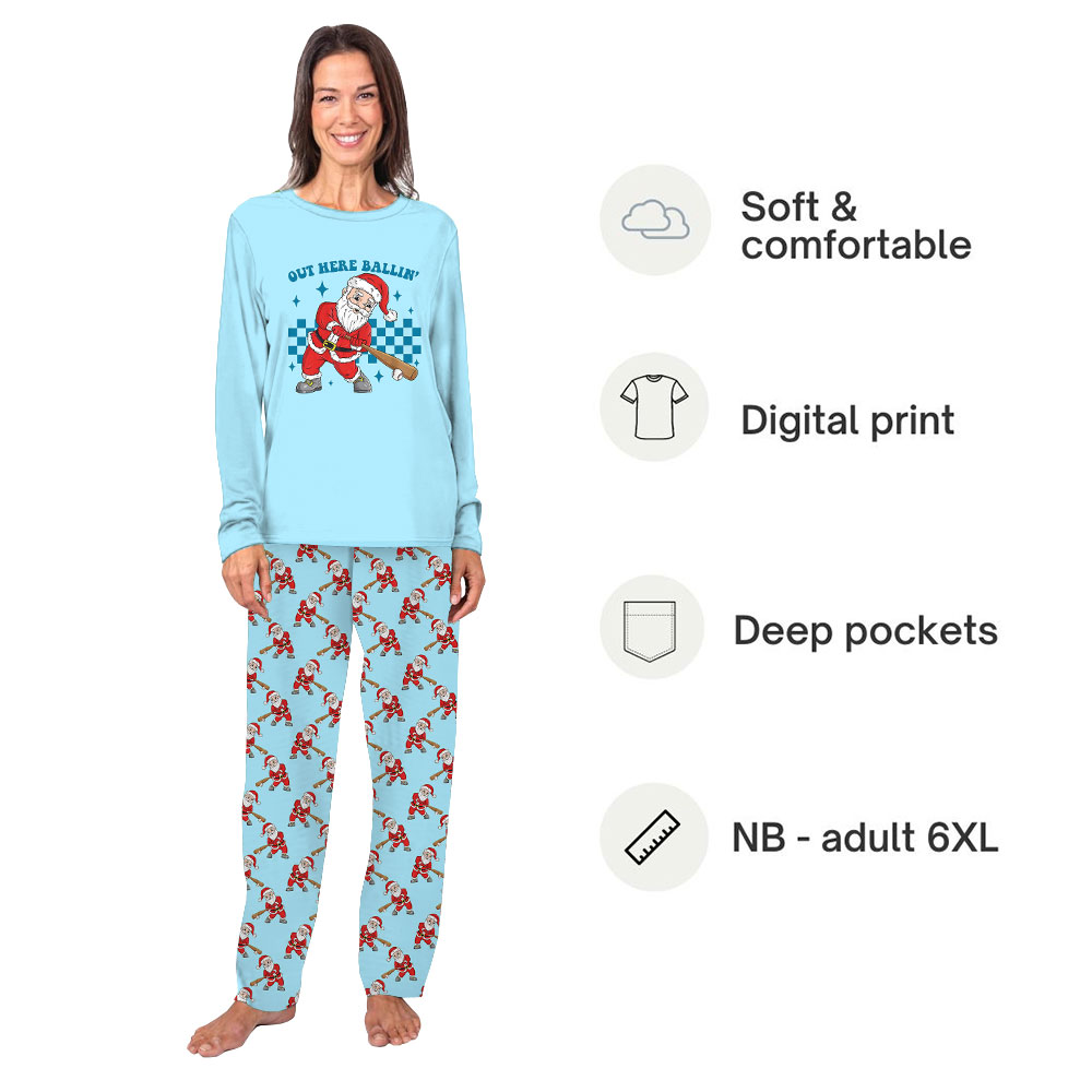 Unique Matching Family Santa Playing Baseball Pajamas Unique Matching Family Santa Playing Baseball Pajamas