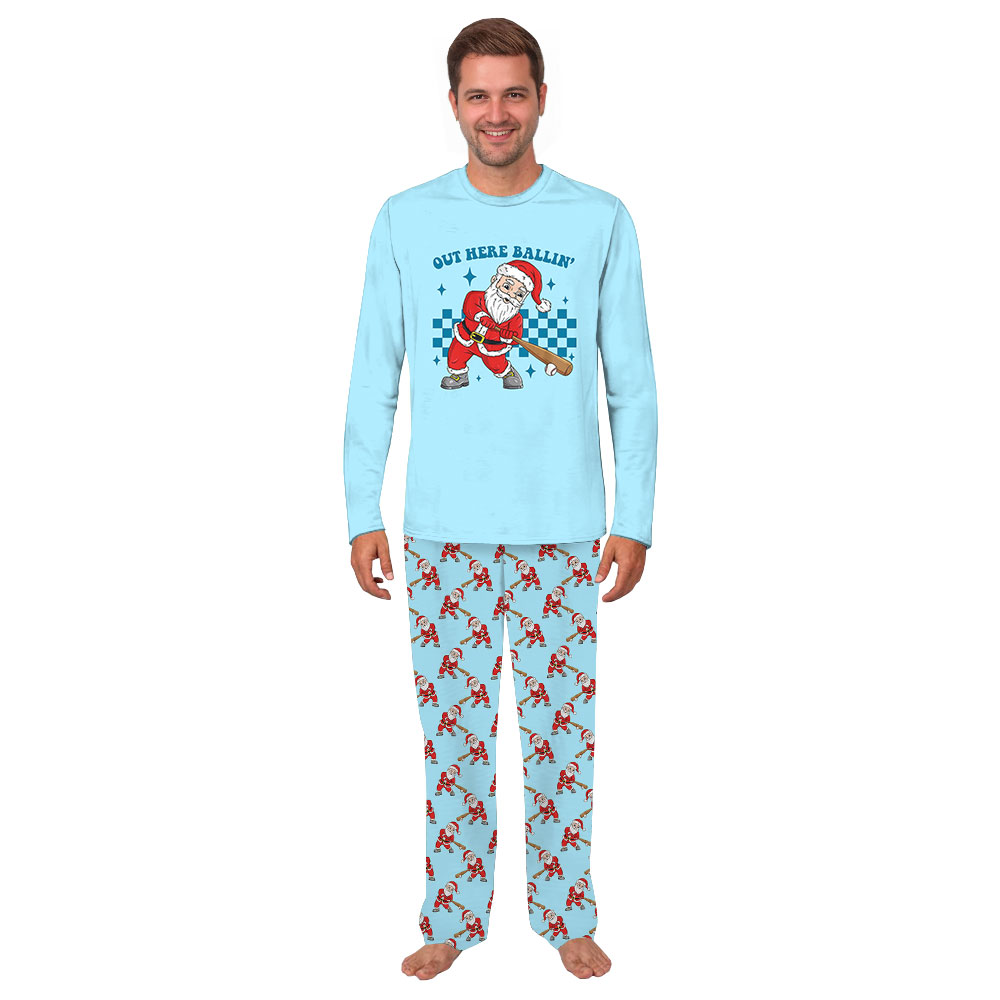 Unique Matching Family Santa Playing Baseball Pajamas Unique Matching Family Santa Playing Baseball Pajamas