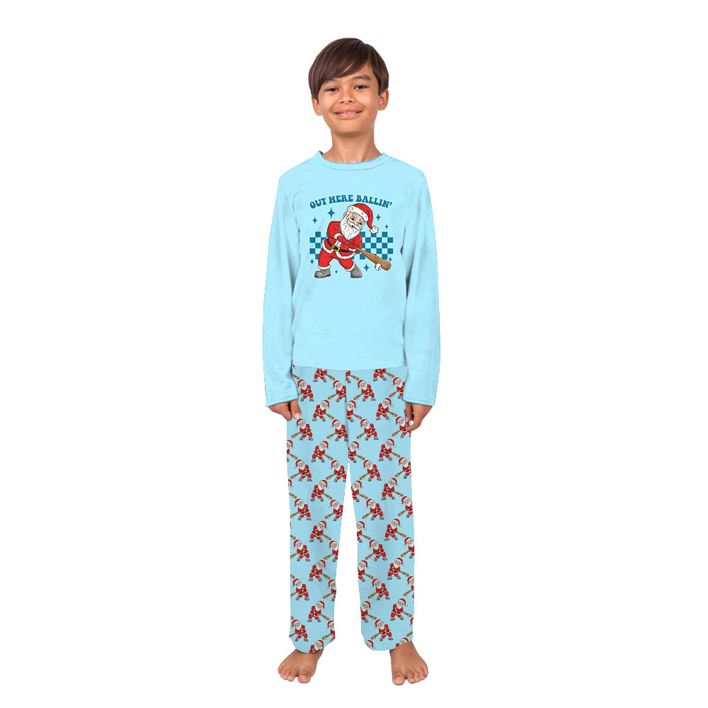Unique Matching Family Santa Playing Baseball Pajamas Unique Matching Family Santa Playing Baseball Pajamas