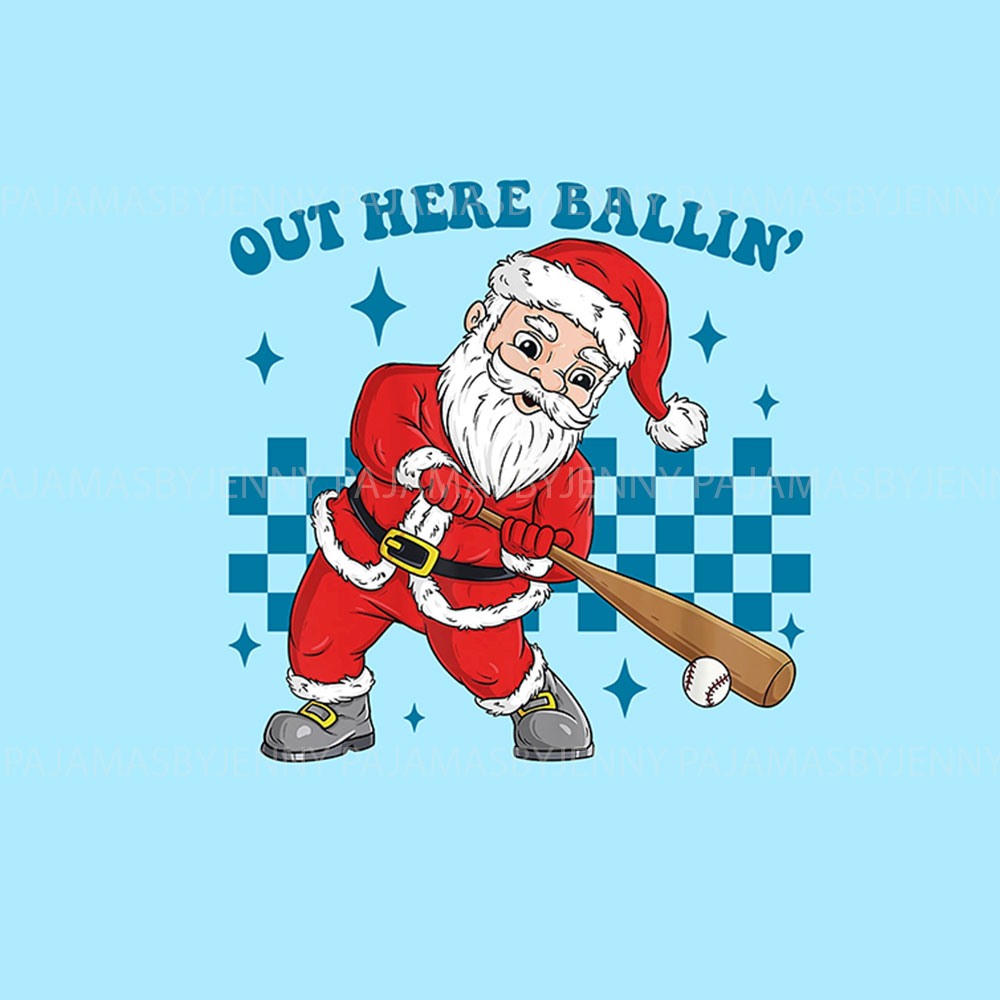 Unique Matching Family Santa Playing Baseball Pajamas Unique Matching Family Santa Playing Baseball Pajamas