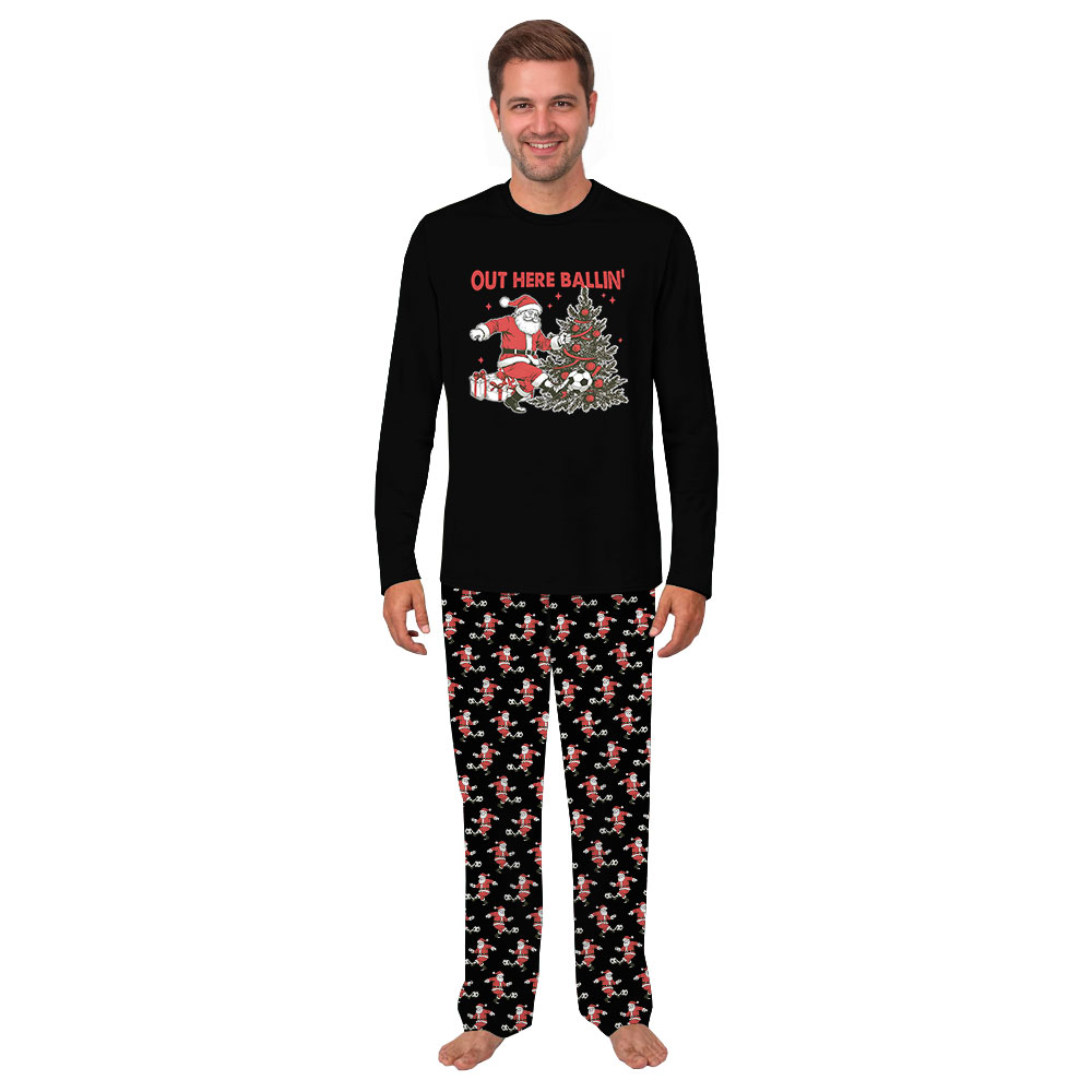 Out Here Balling Funny Santa Playing Soccer Pajamas Out Here Balling Funny Santa Playing Soccer Pajamas