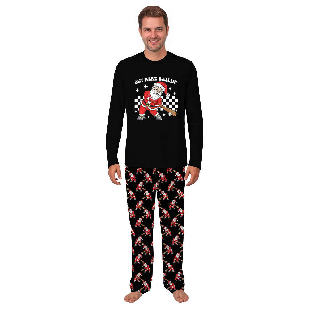 Funny Santa Playing Baseball Pajamas Matching Family Funny Santa Playing Baseball Pajamas Matching Family