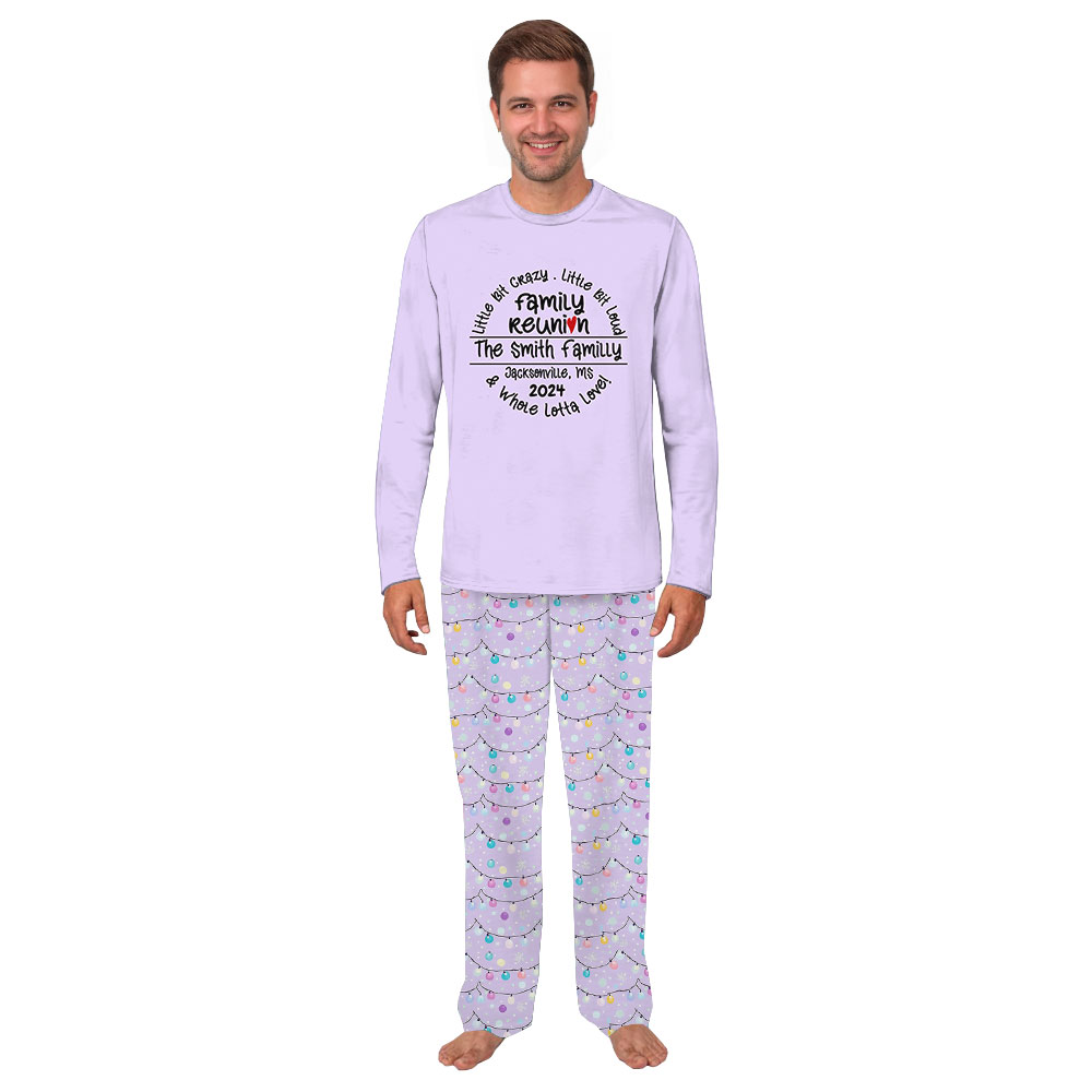 Unique Light Purple Christmas Pajamas Family With Name 2024