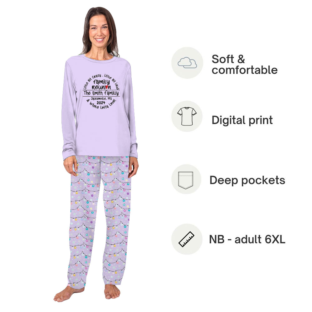 Unique Light Purple Christmas Pajamas Family With Name 2024