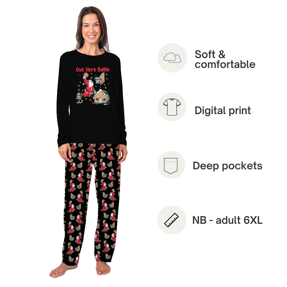 Festive Out Here Ballin Santa Basketball Player Pajama Sets Festive Out Here Ballin Santa Basketball Player Pajama Sets
