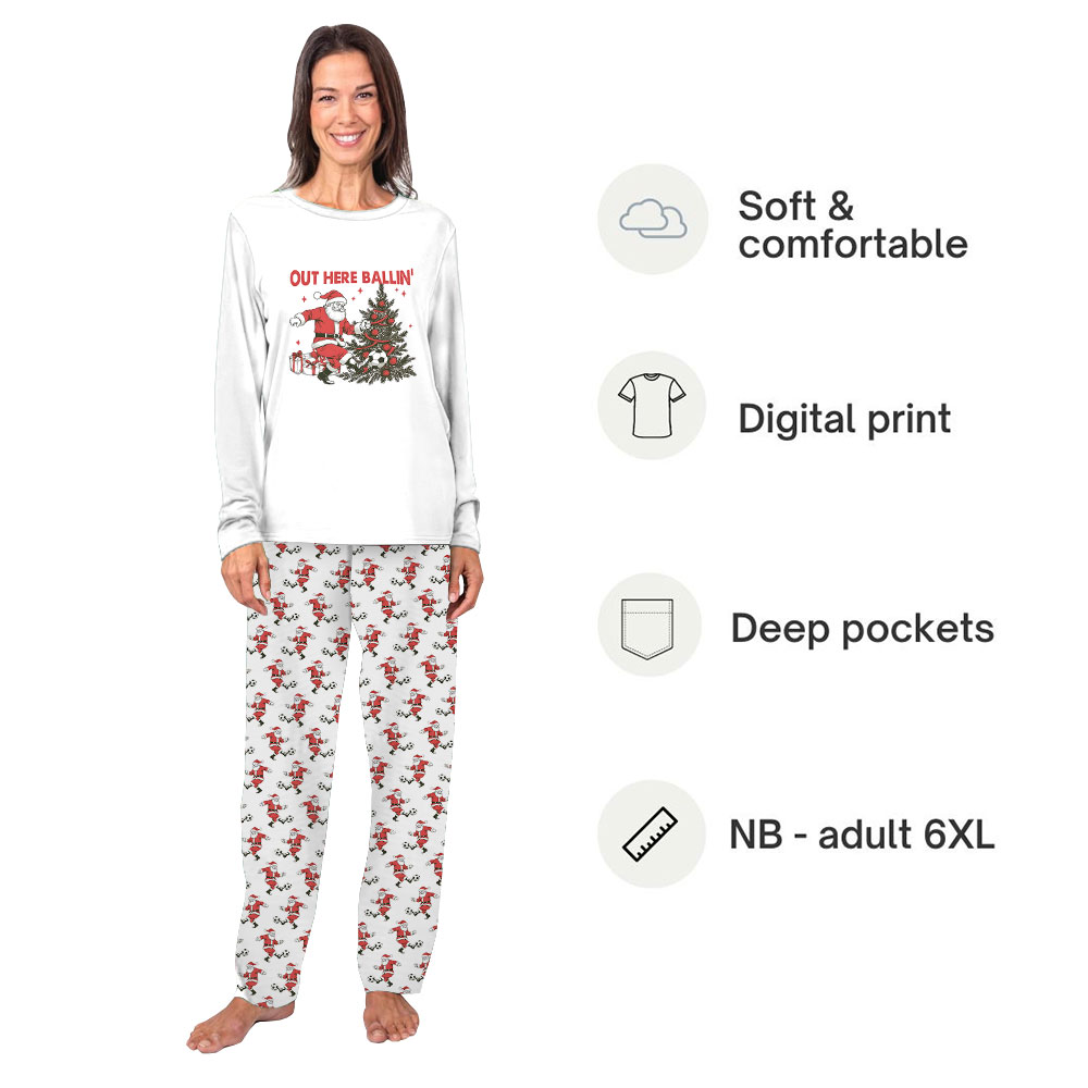 Christmas Theme Santa Playing Soccer Pajama Sets