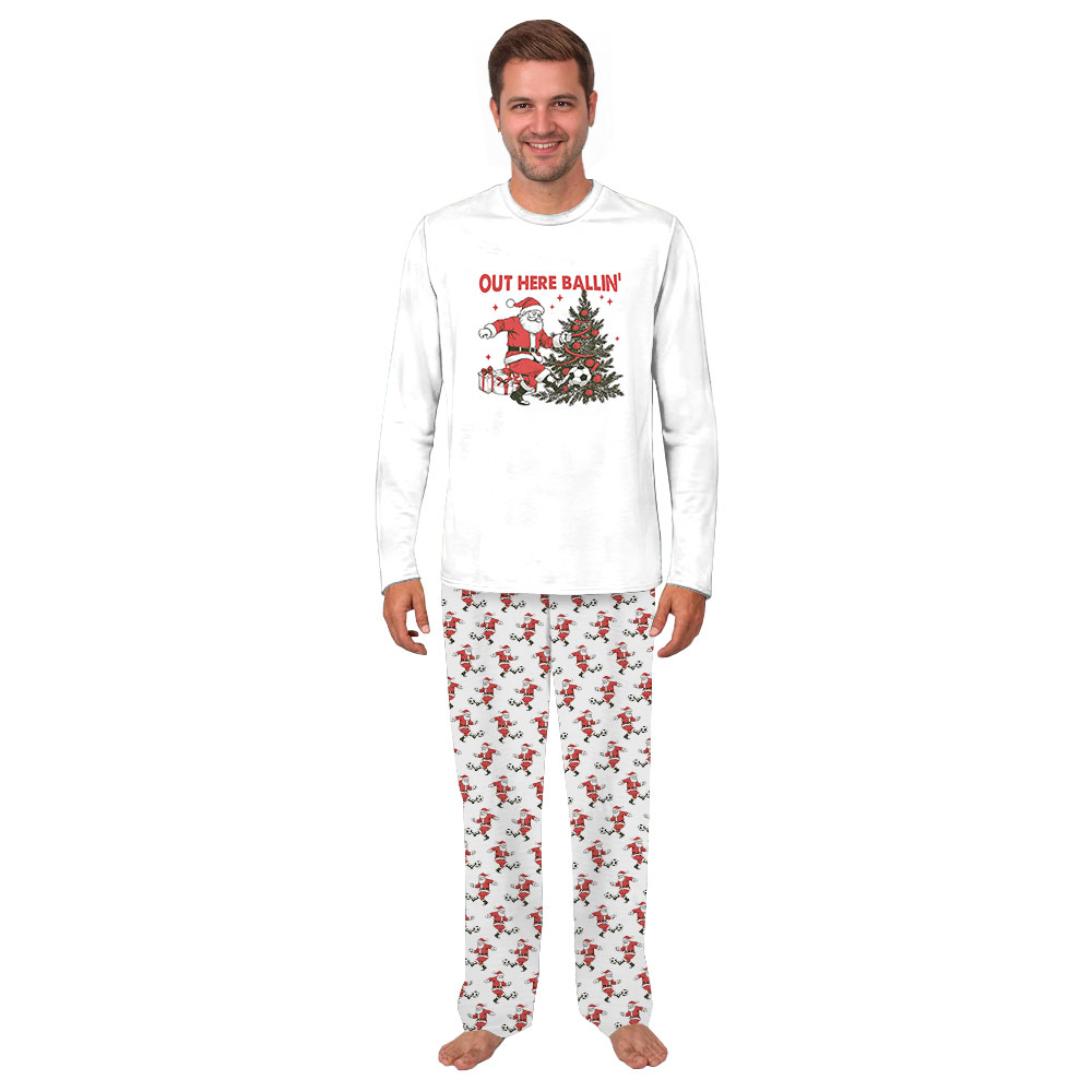 Christmas Theme Santa Playing Soccer Pajama Sets