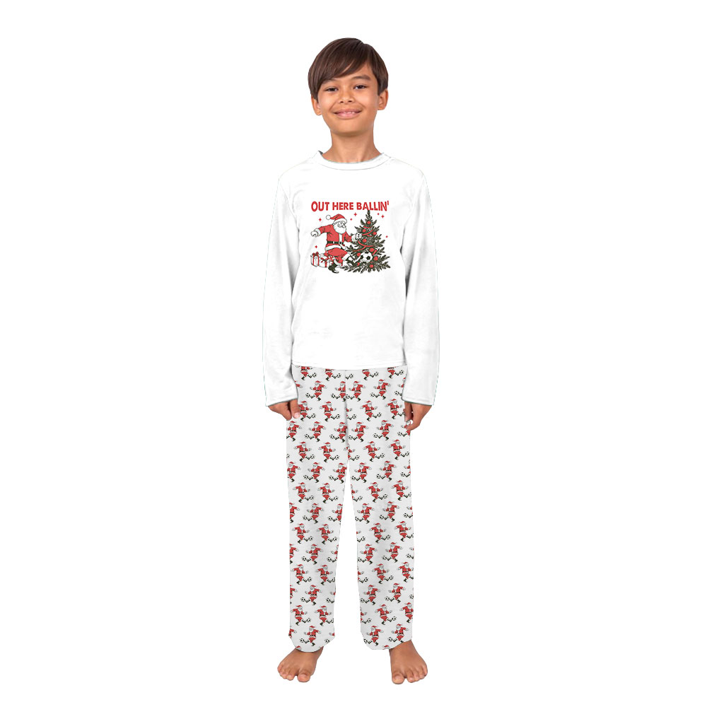 Christmas Theme Santa Playing Soccer Pajama Sets
