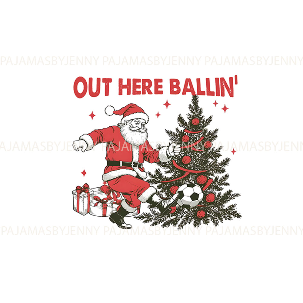 Christmas Theme Santa Playing Soccer Pajama Sets