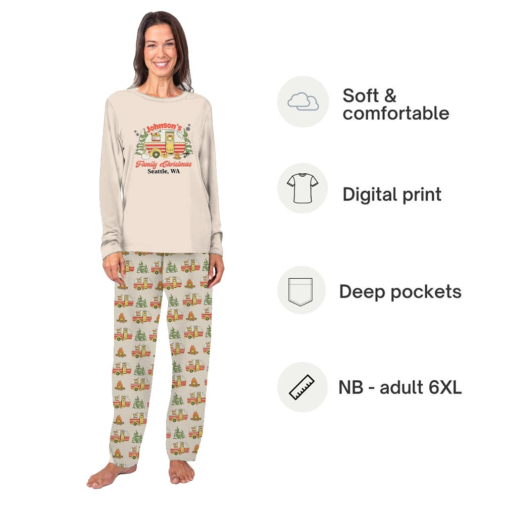 Family Camping Christmas Matching Pajamas With Name Family Camping Christmas Matching Pajamas With Name