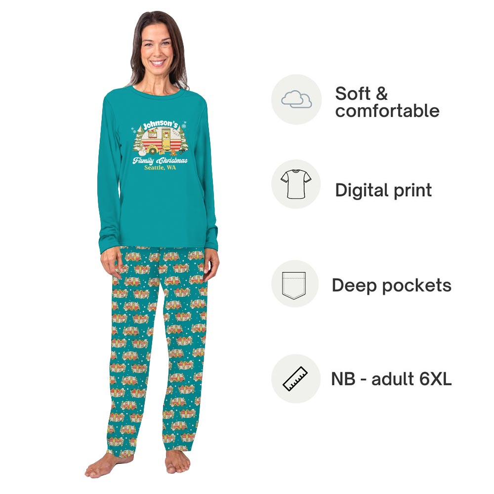 Personalized Family Camping Christmas Pajamas Tops And Pants