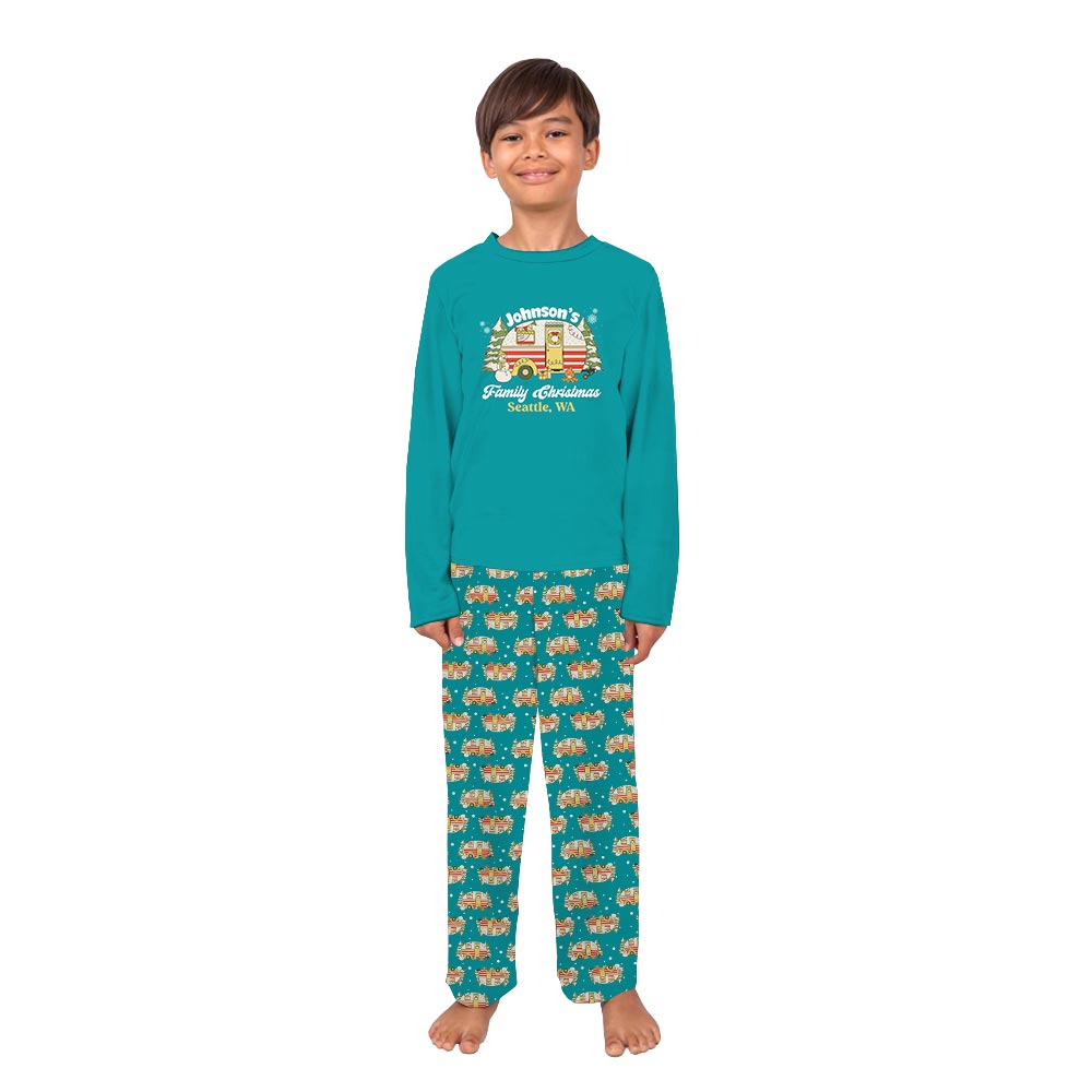 Personalized Family Camping Christmas Pajamas Tops And Pants